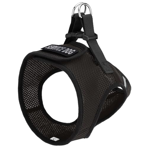 Dogline Boston Step in Mesh Dog Harness with Service Dog Patch No Choke Pet Vest Soft Gentle Padded Chest Halter for Puppies Small Medium and Large Dogs 21 to 24 inches Girth Black - color: Black, size: Girth 21 to 24"