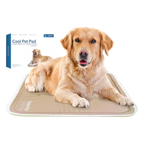 The Green Pet Shop Cool Pet Pad - Large, Iced Latte - Self-Cooling, Pressure Activated Mat for Dogs & Cats from 46-80 lbs - Non-Toxic Gel, No Water Needed - color: Iced Latte, size: Large