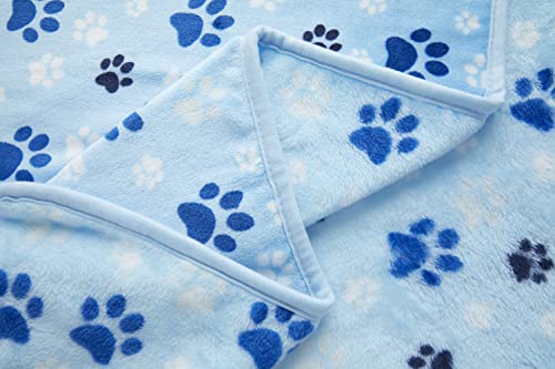 Allisandro Luxurious Dog Blanket, Extra Softness 350 GSM Flannel Fleece Pet Throw for Small Medium and Large Dogs Puppies and Cats, Blue, 40 × 32 Inches - color: Blue Paw, size: 40" x 32"