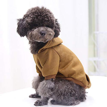 Idepet Dog Clothes Pet Dog Hoodies for Small Medium Dogs Chihuahua Clothes Warm Coat Jacket Autumn Puppy Outfits Dogs Clothing (M, Coffee) - color: Coffee, size: Medium