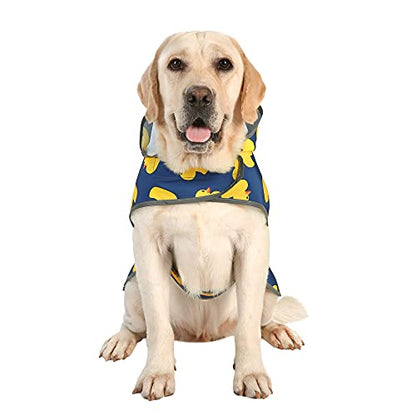 Dog Raincoat for Large Dogs Waterproof Jacket Hooded Rain Coats with Reflective Strips Leash Hole & Poncho Adjustable Fit (Duck,XL) - color: Blue Duck, size: X-Large