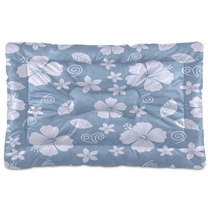 Hibiscus Pattern Pet Bed Mat for Dogs and Cats, Soft Washable Crate Pad with Non-Slip Bottom, Cozy Bed Cushion for Small Medium Large Pets, 24x36 Inch - size: Medium