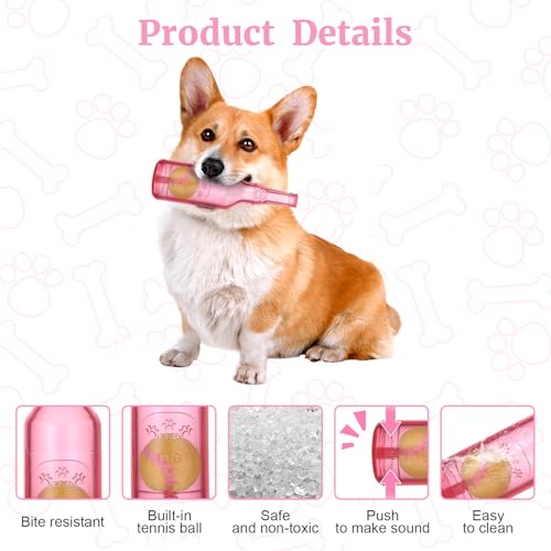 Water Bottle Dog Toy for Aggressive Chewers,Ball in Bottle Rubber Dog Toy,Cute Interactive Pet Rubber Cruncher for Dogs Aggressive Chewers Large/Medium/Small(Pink) - color: Pink