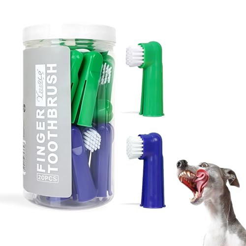 20Pcs Dog Finger Toothbrush with Soft Nylon Bristles 2.36in/6cm | Blue Green Dog Toothbrush Finger,Dog Teeth Cleaning Tool,Pet Dental Care Toothbrush for Puppies Dogs Kittens Cats