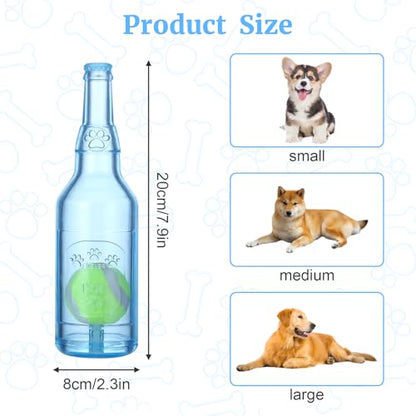 Water Bottle Dog Toy for Aggressive Chewers,Ball in Bottle Rubber Dog Toy,Cute Interactive Pet Rubber Cruncher for Dogs Aggressive Chewers Large/Medium/Small(Blue) - color: Blue