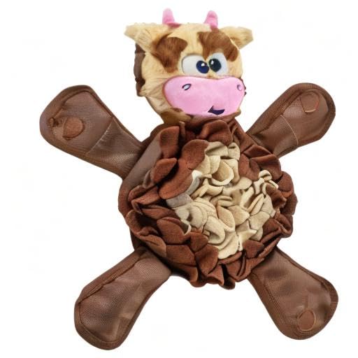 Outward Hound by Nina Ottosson Snuffle Palz Plush Snuffle Mat Dog Treat Puzzle, Non-Slip, Brown, Cow, Large - color: Snuffle Palz Cow