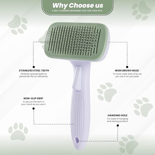 Self- Cleaning Slicker Brush for Dogs Suitable for Short & Long Haired Dogs and Effective Deshedding for Pet Grooming, Undercoat Removal, Tangle-Free Fur, Skin-Friendly Tool for Healthy Coat - size: Medium