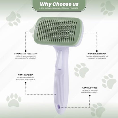 Self- Cleaning Slicker Brush for Dogs Suitable for Short & Long Haired Dogs and Effective Deshedding for Pet Grooming, Undercoat Removal, Tangle-Free Fur, Skin-Friendly Tool for Healthy Coat - size: Medium