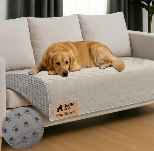 GORILLA GRIP® Waterproof Dog Blanket, Leakproof Couch Cover for Dogs, Silicone Grip Backing, Protects Sofa, Sectional, Bed, Crate, Car & RV, Tear-Resistant Washable Pet Blanket 30x70 Light Taupe - color: Light Taupe, size: 30" X 70"