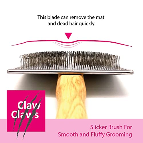 Pet Slicker Brush for Large Dogs, Wooden Handle with Stainless Steel Soft Pins, Gently Remove Tangled, Loose Undercoat and Mats Hair, Pet Grooming Brush Tool (8"), Wool Needle Felting Brush - size: 8"