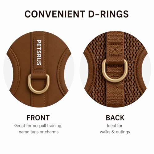 Premium No-Pull Dog Harness Soft Neoprene & Breathable Mesh Vest with Front & Back Clip D-Rings Adjustable Lightweight Walking Harness for Puppies, Small & Medium Dogs (Bronze Brown Gold, L) - color: Bronze Brown Gold, size: L: Neck=16.5-22''/Chest=22.4-3