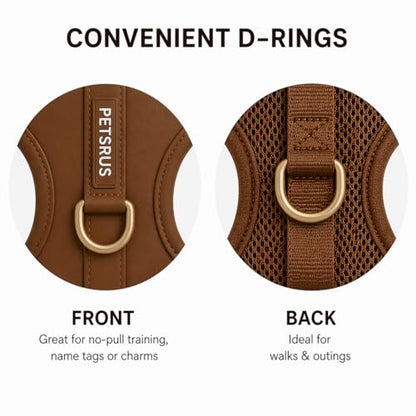 Premium No-Pull Dog Harness Soft Neoprene & Breathable Mesh Vest with Front & Back Clip D-Rings Adjustable Lightweight Walking Harness for Puppies, Small & Medium Dogs (Bronze Brown Gold, XXS) - color: Bronze Brown Gold, size: XXS: Neck=9.1-13'', Chest=10