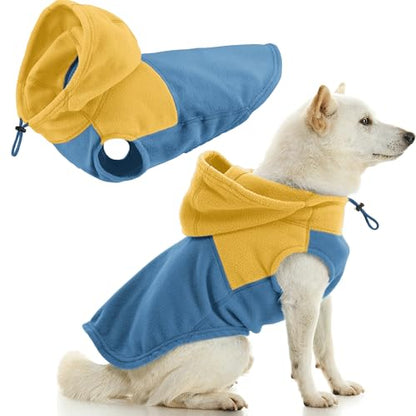 Gooby Fleece Vest Hoodie Two Tone - Blue, Large - Soft Fleece Vest Hoodie with Durable Metal Leash Ring Stylish Two Tone Dog Hoodie for Small to Medium Dogs - color: Blue Two Tone, size: Large (Around 18-lb)