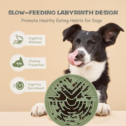 Lesipee Slow Feeder Dog Bowl for Large & Small Pets, Anti Choking Puzzle Dog Food Bowl with Non-Slip Base, Interactive Pet Slow Eating, Silicone Cat Feeder for Puppies & Cats(Grey Green) - color: Grey Green