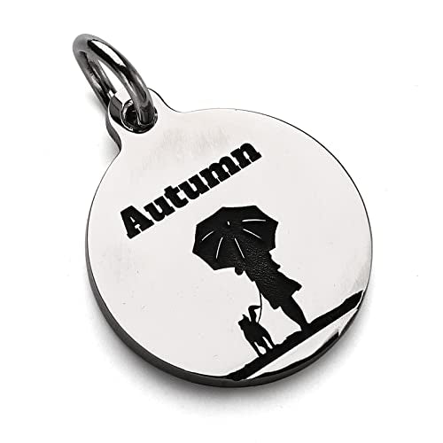 Deep Engraved Dog ID Tag Stainless Steel Personalized Customized Unique Pet ID Card Wolf Round (Rain S) - size: Rain S