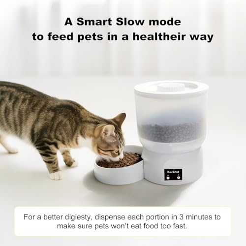 Automatic Cat Feeder with 270-Day Battery Life, Rechargeable Auto Cat Feeder with Slow Feed Mode & Very Quiet Dispensing, 2.5L Bluetooth Small cat Food Dispenser for Cats & Small Dogs