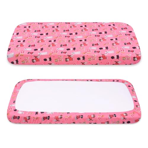 Replacement Dog Bed Covers Elastic Edged Washable Dog Bed Sheets with Cute Pink Pattern Design for Large Dog Beds, Cover Only - color: Pink Dog Plus, size: 52.0"L x 28.0"W x 5.0"Th