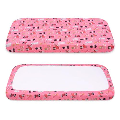 Replacement Dog Bed Covers Elastic Edged Washable Dog Bed Sheets with Cute Pink Pattern Design for Large Dog Beds, Cover Only - color: Pink Dog Plus, size: 52.0"L x 28.0"W x 5.0"Th