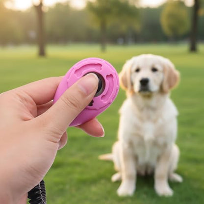 2Pcs Pink Dog Clicker for Training Easy to Use with Button Dog Training Accessories Strong and Long-Lasting, Training and Behavior Aids