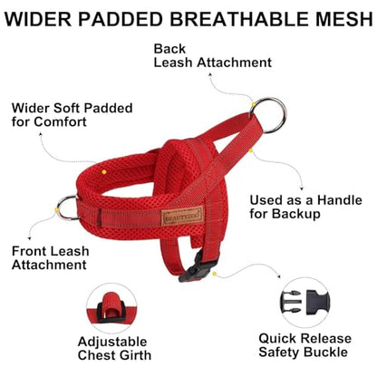 BEAUTYZOO No Pull Dog Harness Medium Sized Dog, Breathable Mesh Padded Dog Harness and Leash Set, Adjustable Reflective Escape Proof Dog Vest Harnessss Quick Fit for Training Walking, Red M - color: Red, size: M: Chest 21"-26.7"