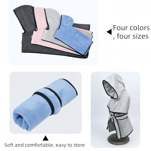 Personalized Dog Bathrobe Towel, Custom Name Embroidery Quick-Drying Bath Robe for Dogs, Microfiber Dog Bathrobe with Hood Straps, Soft and Ultra Gentle on Pet Skin(X-Large) - size: X-Large