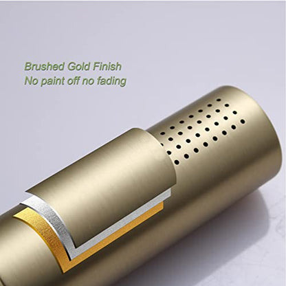 Brushed Gold Shower Head 2 in 1 Function High Pressure 7 inch Hand Held Shower Head Dual Modes High Flow Shower Wand with 59 inch Hose and Shower Bracket - color: Brushed Gold