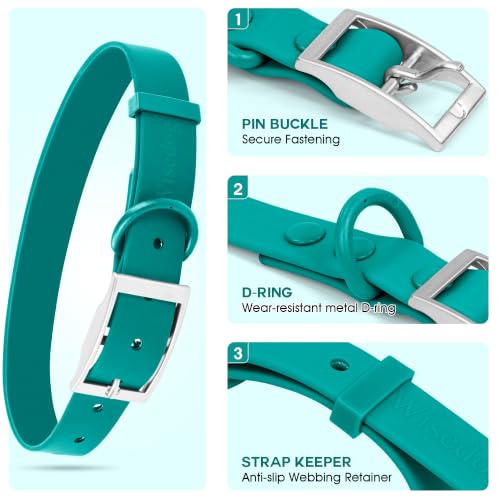 Wisedog Small Puppy Collar, Emerald Green, XS 7"-10" × 1/2" | Soft Rubber Coated Webbing, Cute Pet Collars, For Small Dogs Cats - color: Emerald Green