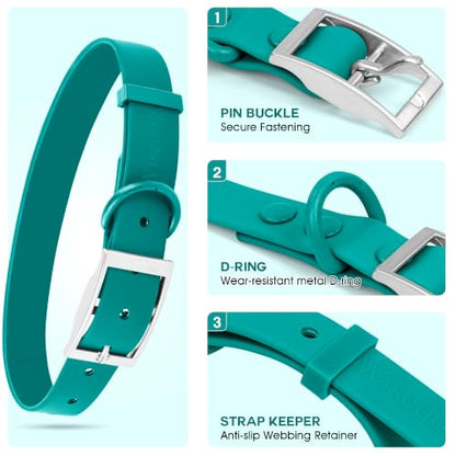 Wisedog Small Puppy Collar, Emerald Green, XS 7"-10" × 1/2" | Soft Rubber Coated Webbing, Cute Pet Collars, For Small Dogs Cats - color: Emerald Green