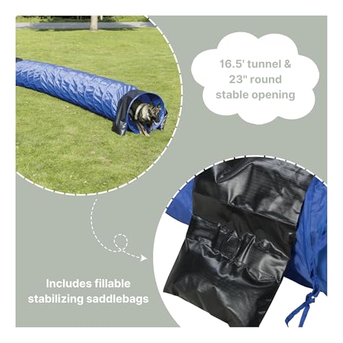 Trixie Dog Agility Tunnel - 196.9 in Long & 23.6 in Dia. | Agility Tunnel for Medium to Large Dogs, At Home Obstacle Training Equipment, Indoor and Outdoor Use - size: 196.75 x 23.5 x 23.5 in.