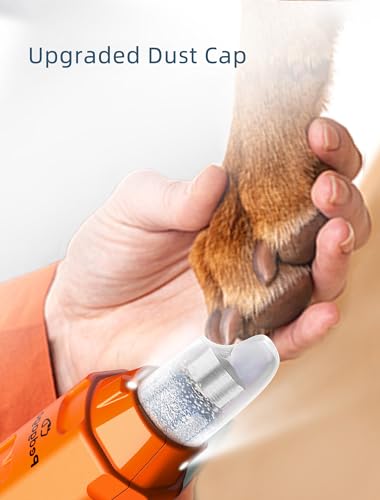 6-Speed Dog Nail Grinder & 3 Grinding Heads Super Quiet 45dB with 2 LED Lights 12000RPM Pet Nail Grinder& 3 Grinding Ports Dog Nail Trimmer for Large Medium Small Dogs with Dust Cap - size: Orange+3 Heads