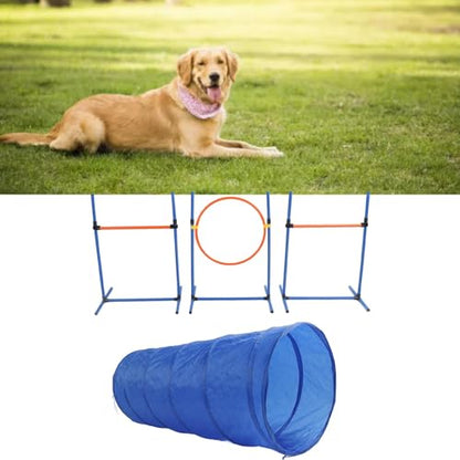Dog Agility Training Kit with Tunnel, Ring, and Poles – Lightweight, Easy to Assemble, ABS and Polyester Construction