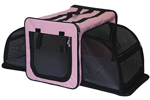 Pet Life ® Roomeo Folding 2-in-1 Dual-Side Expandable Collapsible Travel Cat and Dog Carrier and Wired Folding Pet Crate