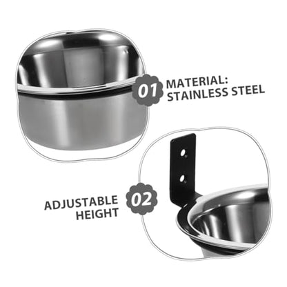2pcs Wall Mounted Dog Bowls Elevated Raised Stainless Steel Feeding and Water Bowls 6 Inch for Small Dogs Pet Wall Fixed Feeder Station
