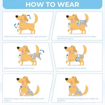 3 Pack Washable Female Dog Diapers with Suspender - Reusable Super Absorbent & Leakproof Fixed Doggie Diapers for Dogs in Heat Cycle - size: L