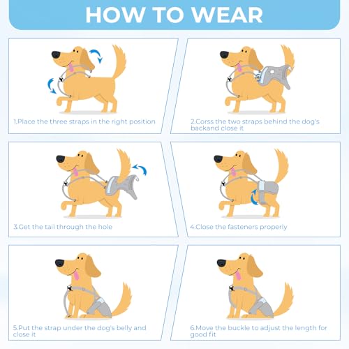 3 Pack Washable Female Dog Diapers with Suspender - Reusable Super Absorbent & Leakproof Fixed Doggie Diapers for Dogs in Heat Cycle - size: XS
