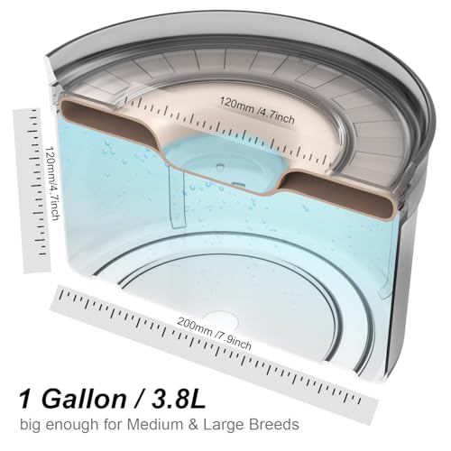 Techphardo 1Gallon No Spill Dog Water Bowl-3.8L Large Capacity, BPA-Free, Anti-Splash & Anti-Digging Design with Non-Slip Base, for Messy Drinkers - color: Beige