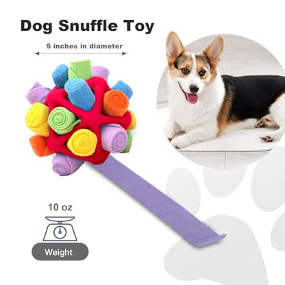 Interactive Snuffle Toys for Dogs, Sniffle Interactive Treat Game Ball, Furry Fellow Snuffle Master, Encouraging Natural Foraging Skills (Red, Triangle) - color: Red