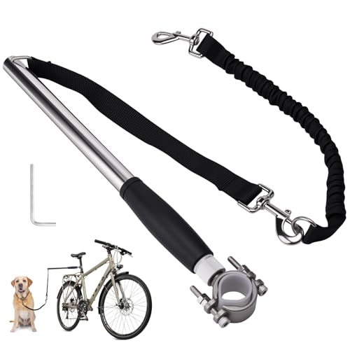 Hands Free Dog Bike Leash - Heavy Duty Bicycle Attachment with Quick Connect & Buffer Rope, Fit Leash for Medium Large Dogs - Cycling, Jogging, Outdoor Exercise (Black)