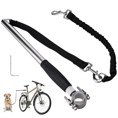 Hands Free Dog Bike Leash - Heavy Duty Bicycle Attachment with Quick Connect & Buffer Rope, Fit Leash for Medium Large Dogs - Cycling, Jogging, Outdoor Exercise (Black)