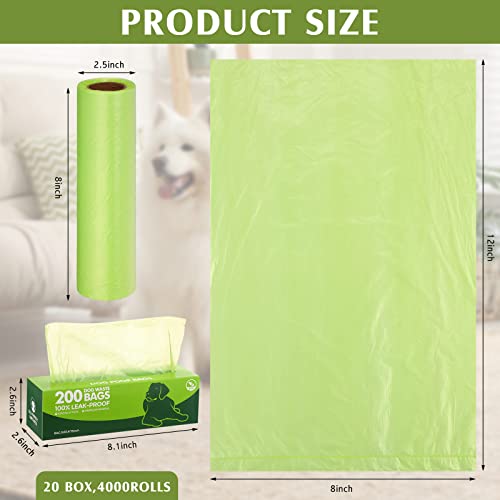 Sherr 20 Boxed Rolls 4000 Counts Dog Poop Bags Bulk Leak Proof Dog Waste Bags Universal Pet Doggy Waste Poop Box for Puppy Pets Outdoor Walking and Travel, 20 Rolls of 200(Green) - color: Green