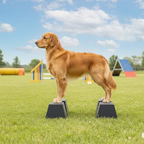 Stacking Blocks for Dog Shows, Professional Dog Stacking Training Platform, Show Ring Feet Position Trainer, Non Slip Stable Base, Breed Stance Support (Black) - color: Black