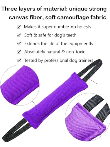 Clysoru Dog Tug Toy Double Pack Tough Jute Bite Pillow Training Equipment Puppy to Large Dogs Interactive - color: Purple red