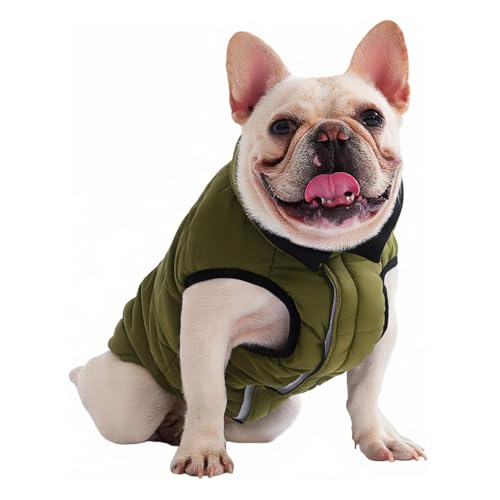 PetWarm Reversible Dog Winter Coat, Windproof Dog Puffer Vest, Soft Vest for Dogs with Hook-and-Loop Strap for Easy Dressing, Waterproof Coat for Dogs with Adjustable Fit, Green, XS - color: Green, size: X-Small