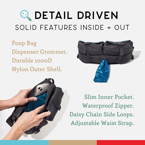 Wildebeest Farallon Bag - Versatile Cross Body Bag, Fanny Pack, Dog Treat Pouch - Secure, Easy Access Pockets, Adjustable Buckle Strap, Poop Bag Dispenser, Water-Resistant, Fits Any Smartphone