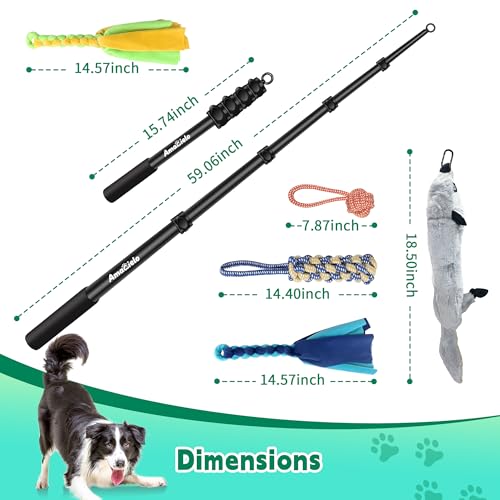 Flirt Pole for Dogs, Interactive Toys Tug-of-war for Dogs, Five-Section Retractable Adjustable Length,for Outdoor Exercise & Training for Small Medium Large Dog - size: 4 switch-59.1Inch