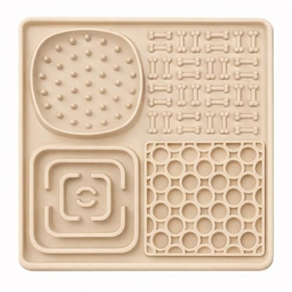 Hearth & Paw Silicone Lick Mat for Dogs | Slow Feeder & Enrichment Mat, Food-Grade 100% BPA-Free Silicone, Mental Stimulation, Better Digestion, Anxiety Relief - color: Beige
