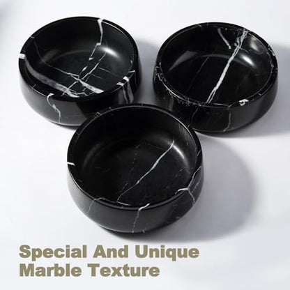 Karibiber Black Marble Dog Bowl, 3.5lbs Non Slip,Non Spill Heavy Dogs Food Bowl, Large Dog Dish, Weighted Food and Water Bowls for Medium Dogs, Natural Stone Pet Bowl, Easy to Clean, Holds 4.5 Cups - color: Black, size: S