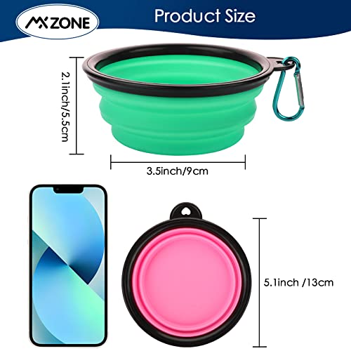 Collapsible Dog Bowls, 3 Pack Collapsable Doggy Water Bowl for Cats Dogs, Portable Travel Dog Feeding Watering Dish for Pet Camping Walking with 2 Carabiners - color: White & Pink & Green