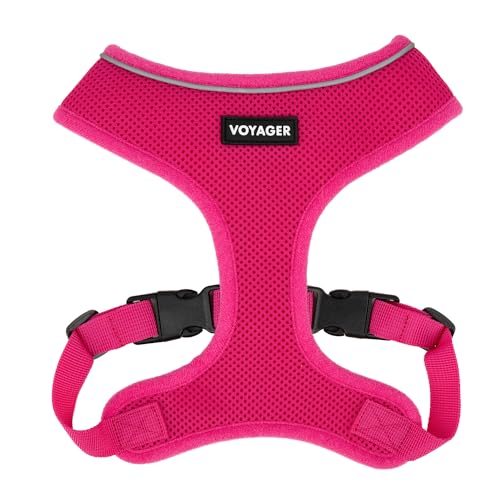 Best Pet Supplies Voyager Aerolite Over the Head Dog Harness, No Pull Breathable Air Mesh Vest, Quick Dry with Reflective Stitching, Adjustable Escape Resistant Harness - Fuchsia, X-Small - color: Fuchsia, size: XS