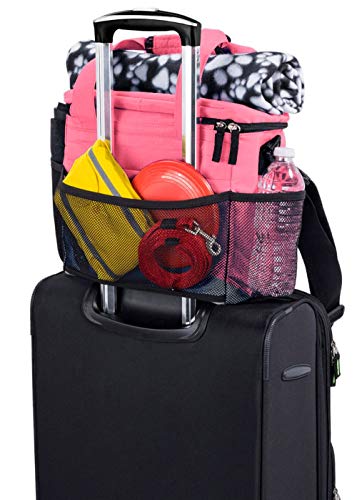 Mobile Dog Gear, Week Away Dog Travel Bag for Small Dogs, Includes Lined Food Carriers and 2 Collapsible Dog Bowl, Pink - color: Pink, size: Small